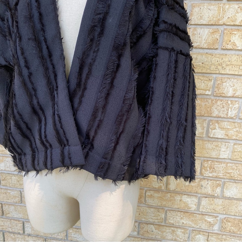 Ruffle Striped Open Jacket - Picture 4 of 8
